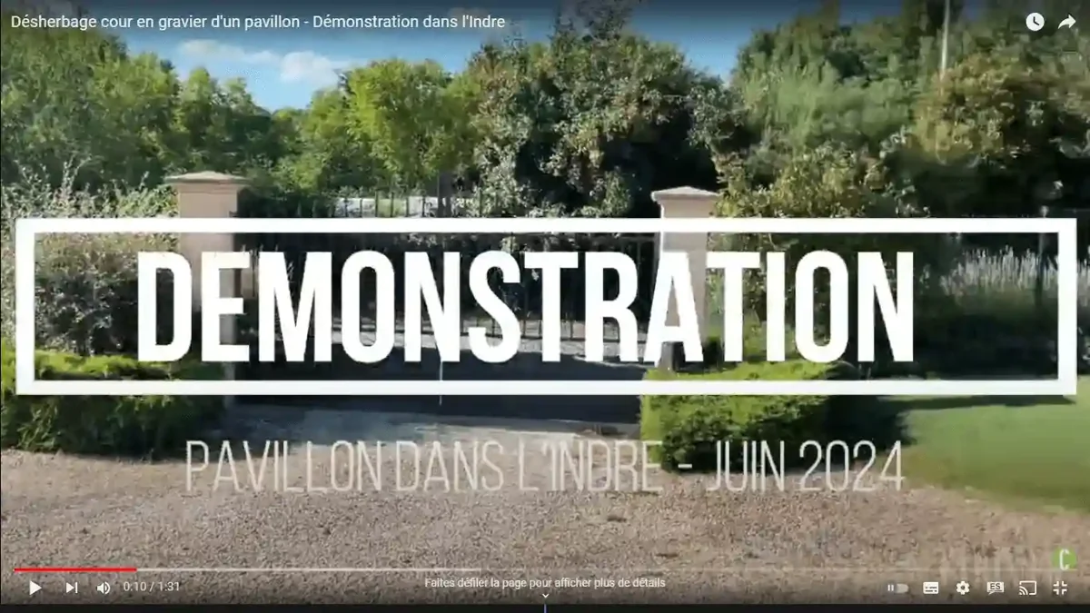 démonstration desherbeur mécanique cour pavillon