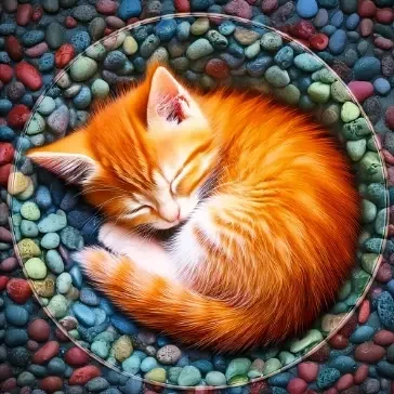 chat dort sur graviers