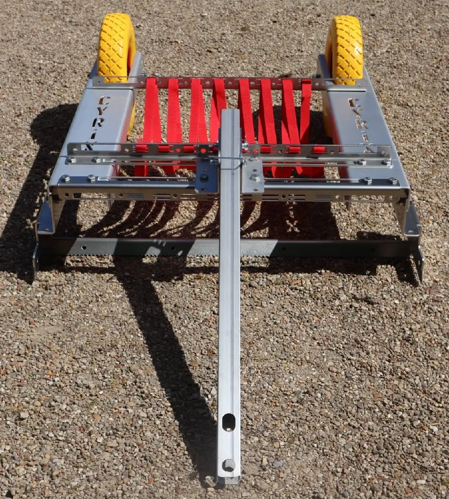 RBVx100 – Vue de face avec timon / Front view with drawbar